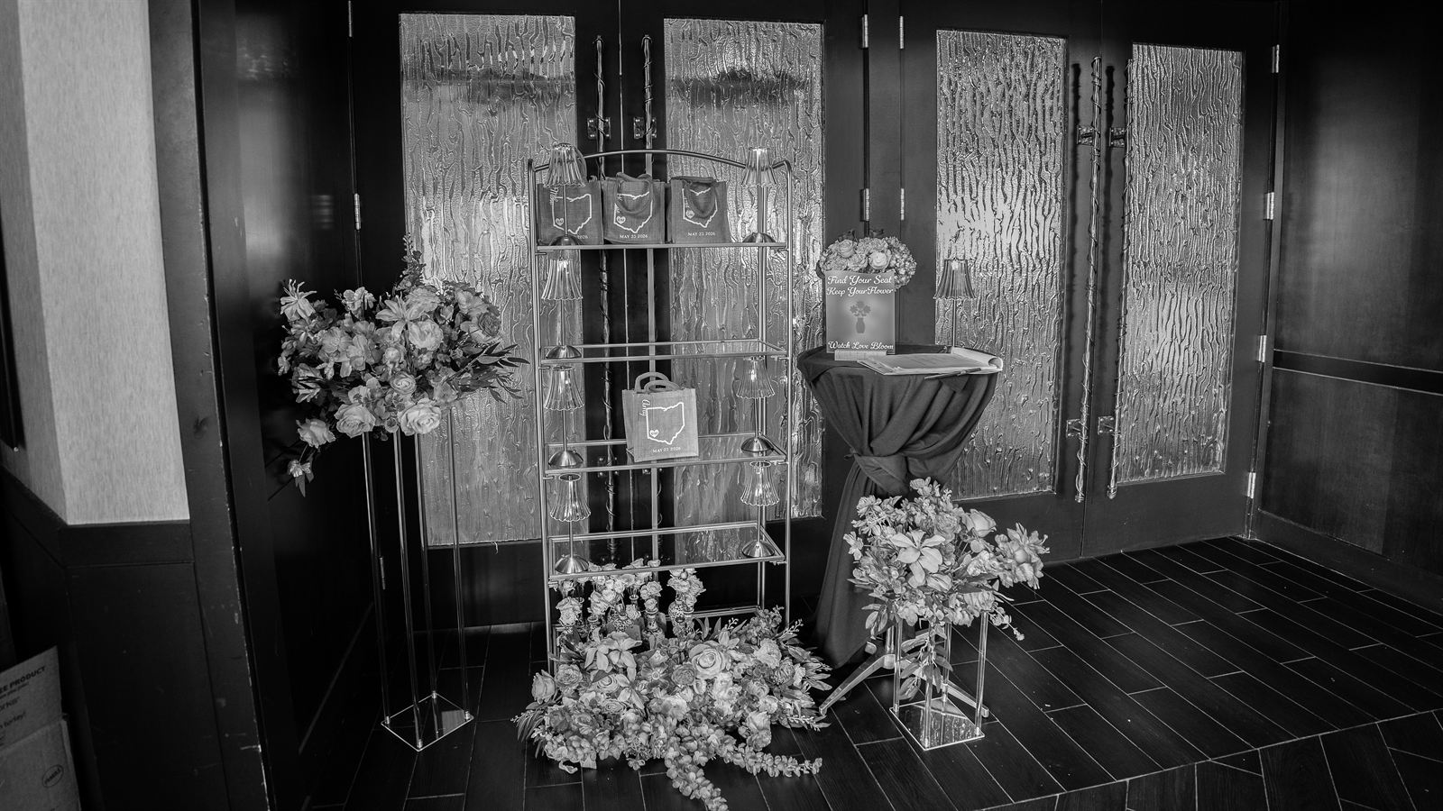 Entryway decoration set up at wedding reception venue